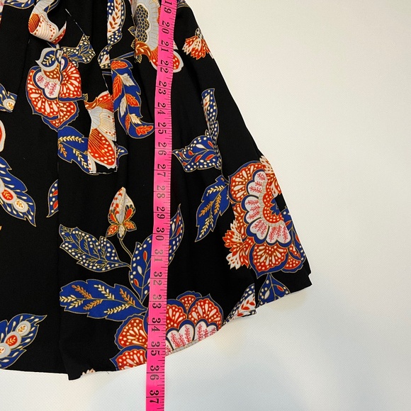 Lauren Conrad Summer Floral Black Dress Belted Bow Tie Up Size Small - Picture 12 of 13
